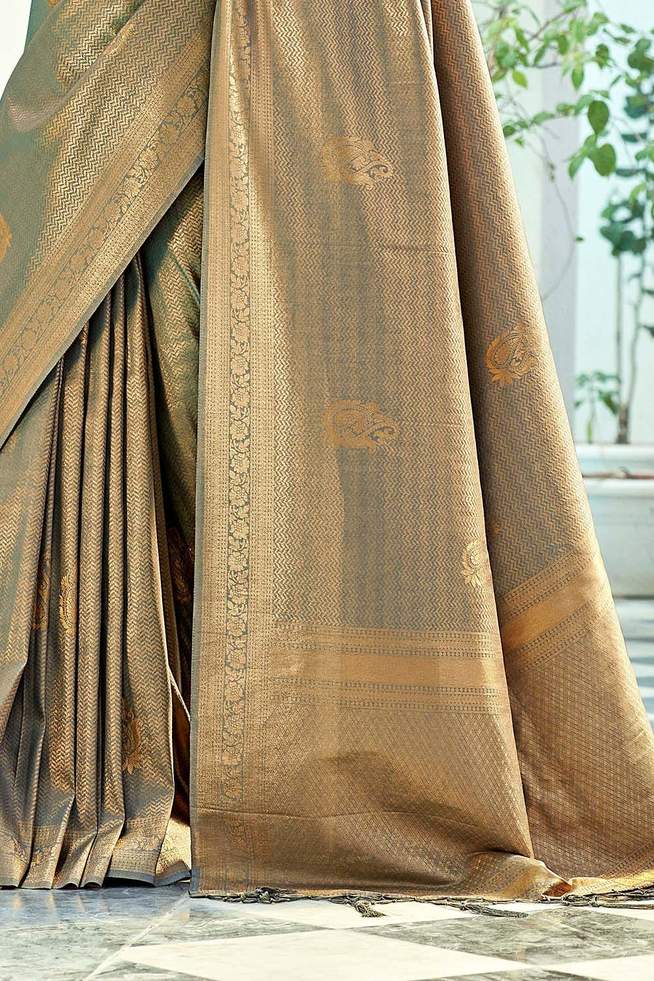 Buy MySilkLove Beaver Brown Zari Woven Kanjivaram Saree Online