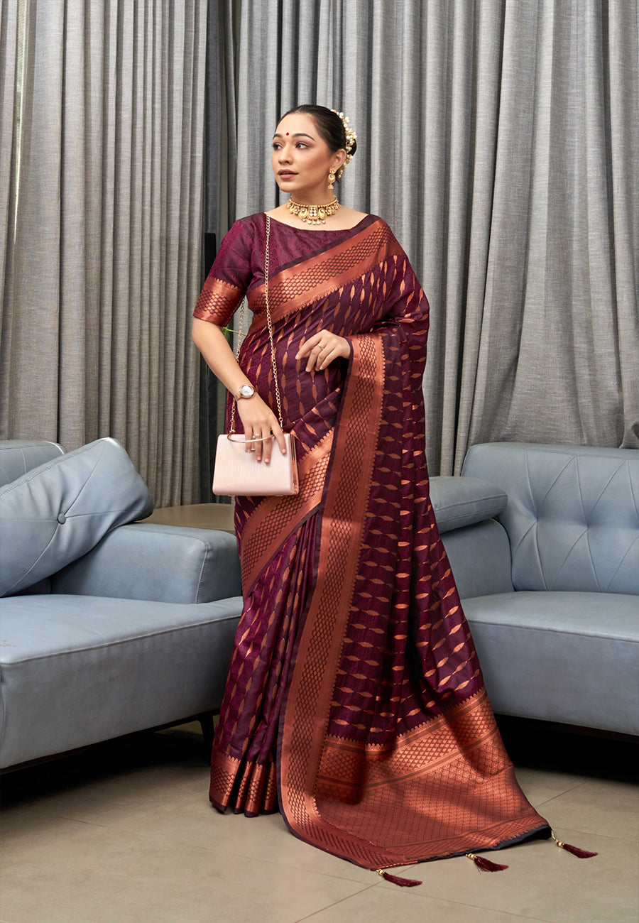 Buy MySilkLove Orchid Purple Woven Banarasi Silk Saree Online