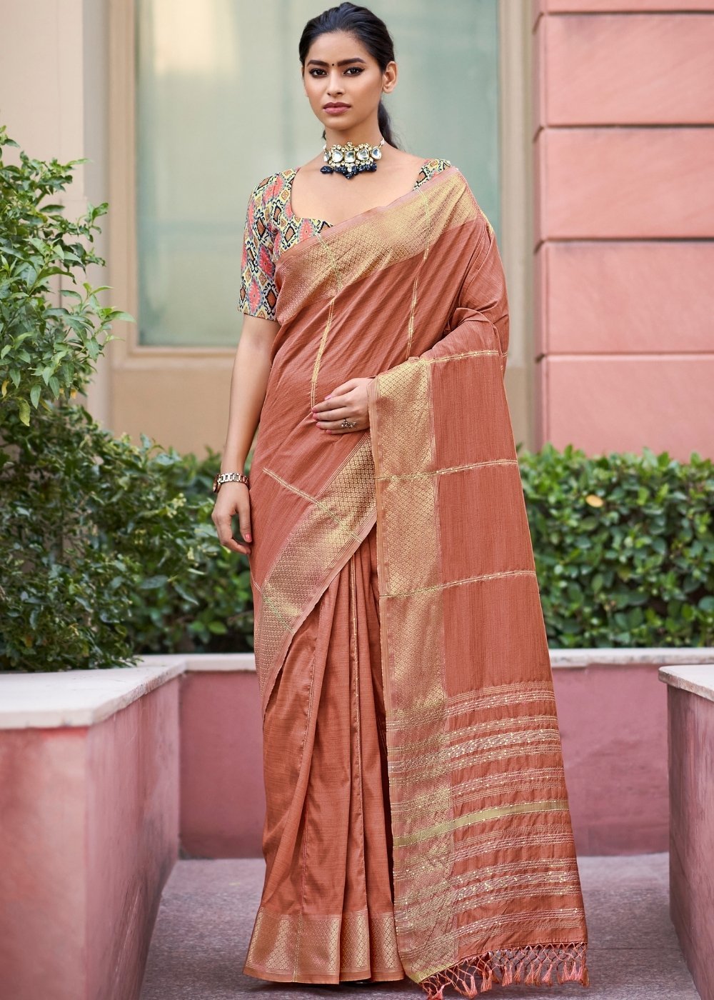 Buy MySilkLove Contessa Pink Zari Woven South Silk Saree Online