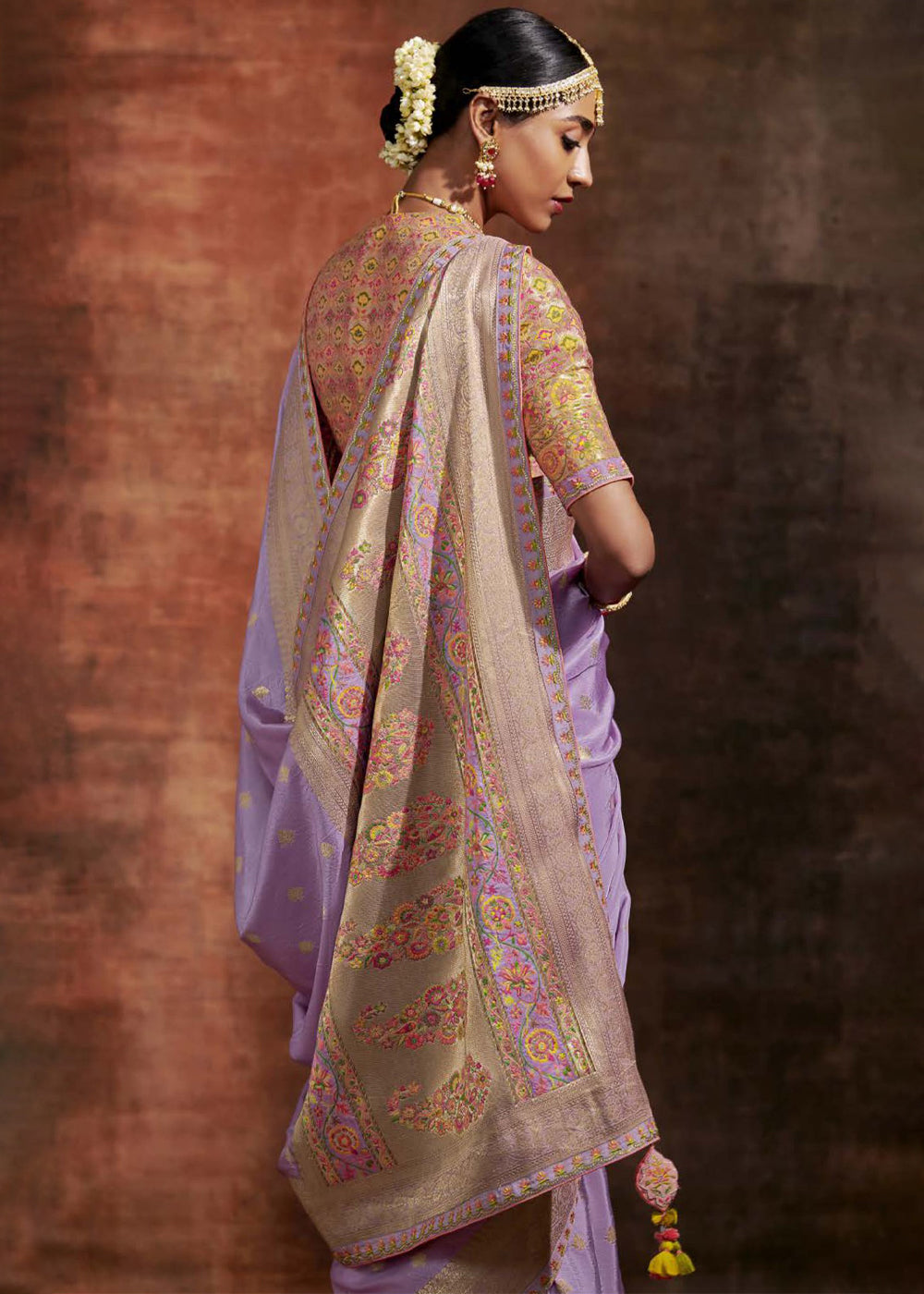 Buy MySilkLove London Hue Purple Woven Banarasi Soft Silk Saree Online