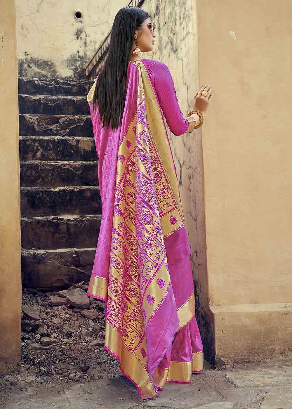 Buy MySilkLove Mulberry Purple Zari Woven Banarasi Silk Saree Online