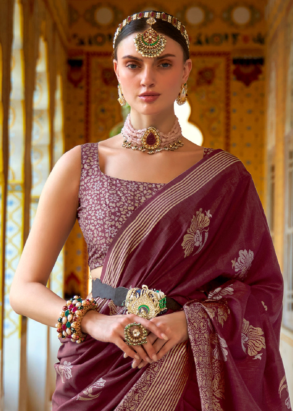 Buy MySilkLove Heath Purple Zari Woven Banarasi Saree Online