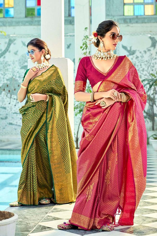 Buy MySilkLove Metallic Sunburst Zari Woven Kanjivaram Saree Online