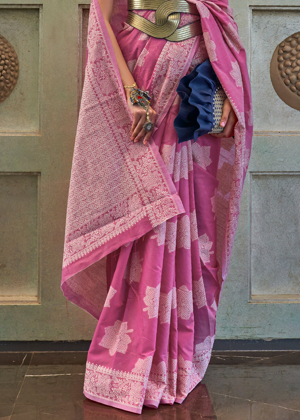 Buy MySilkLove Lily Purple Lucknowi Woven Chikankari Saree Online