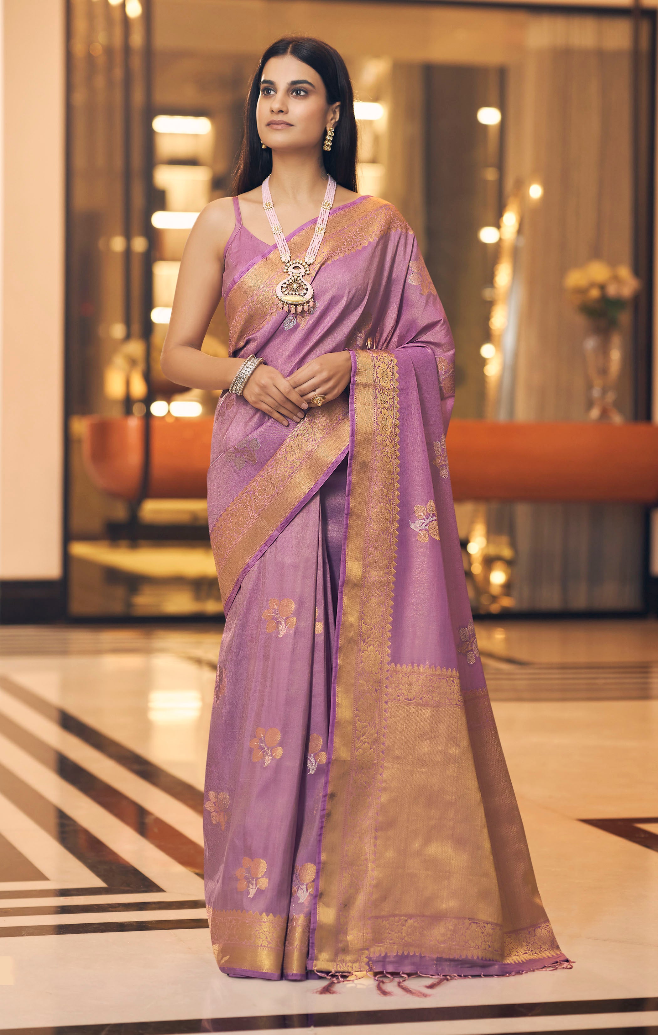 Buy MySilkLove Old Purple Zari Woven Tissue Banarasi Saree Online