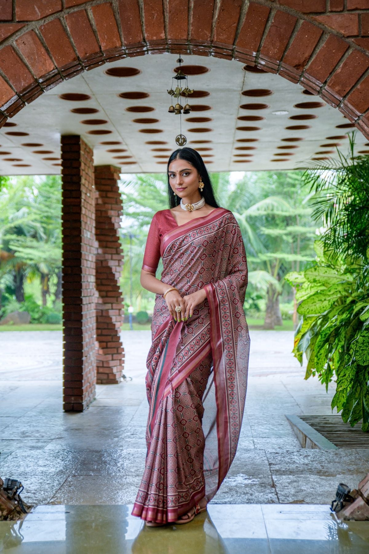 MySilkLove Cedar Chest Maroon Cotton Silk Saree