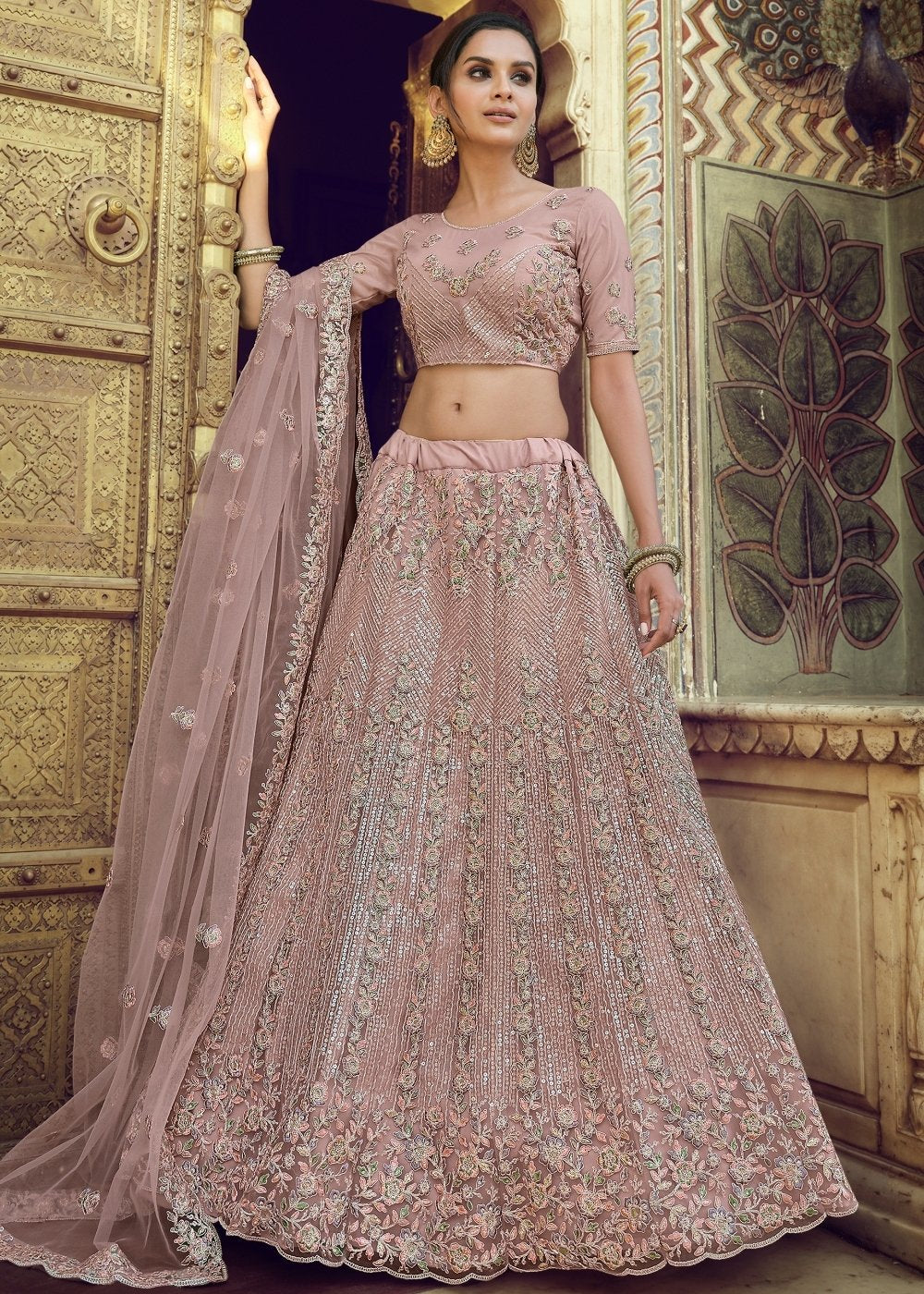 Buy MySilkLove Burnished Purple Soft Net Designer Lehenga Choli Online