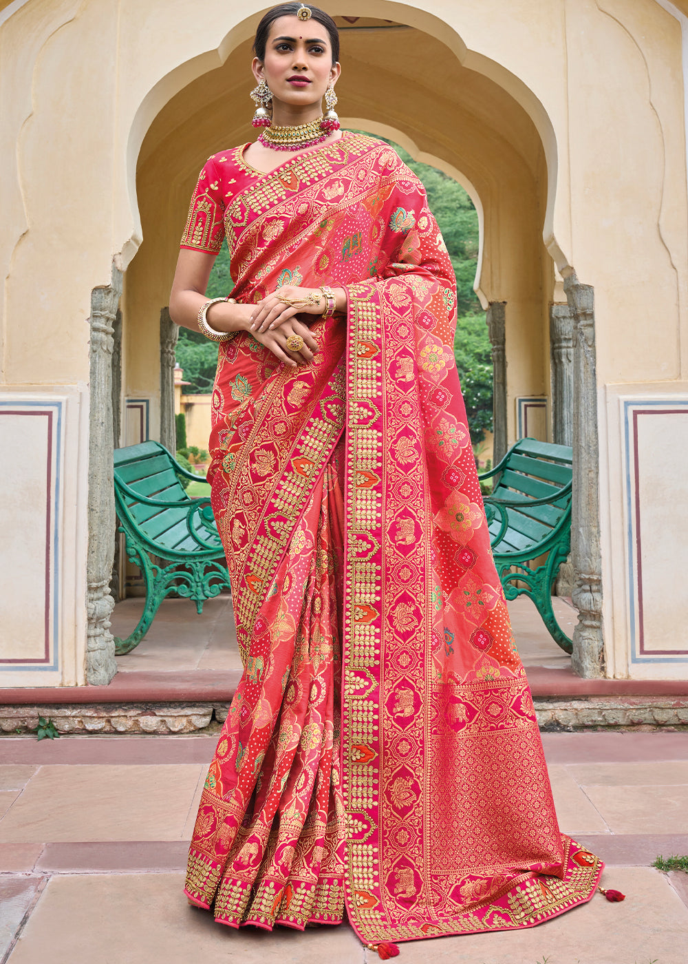 Buy MySilkLove Froly Pink Embroidered Dola Silk Saree Online