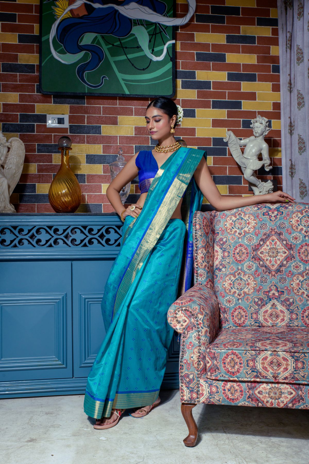 Buy MySilkLove San Marino Blue Banarasi Raw Silk Saree Online