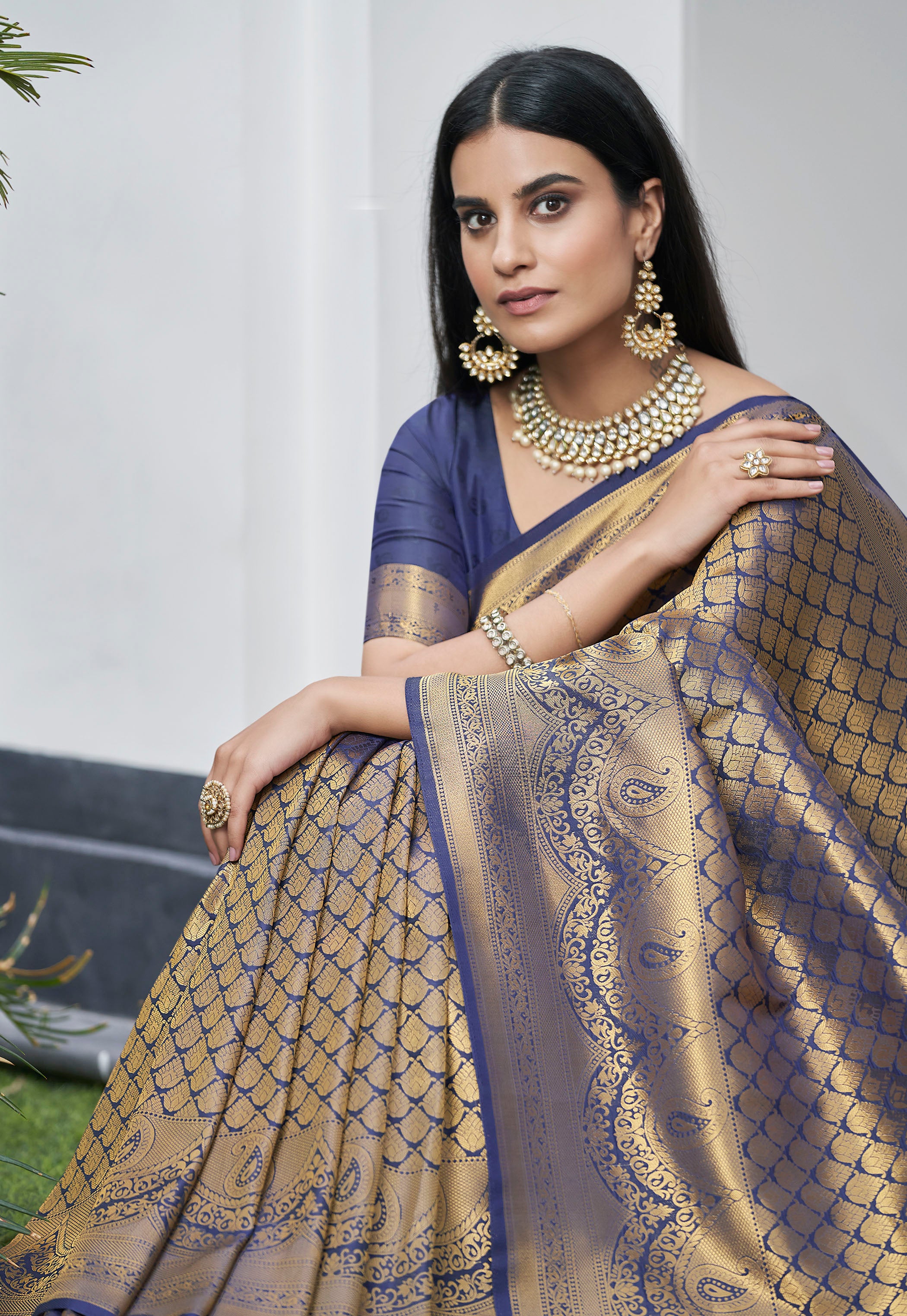 MySilkLove East Blue Zari Woven Banarasi Saree