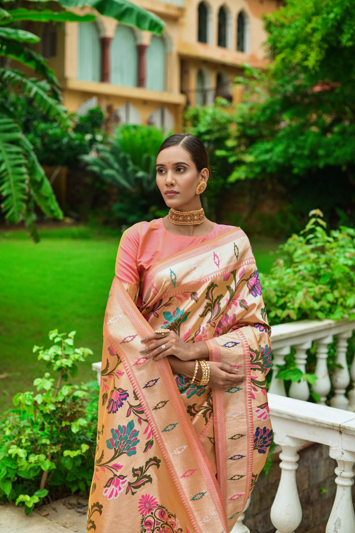 Buy MySilkLove Tulip Pink Woven Banarasi Paithani Saree Online