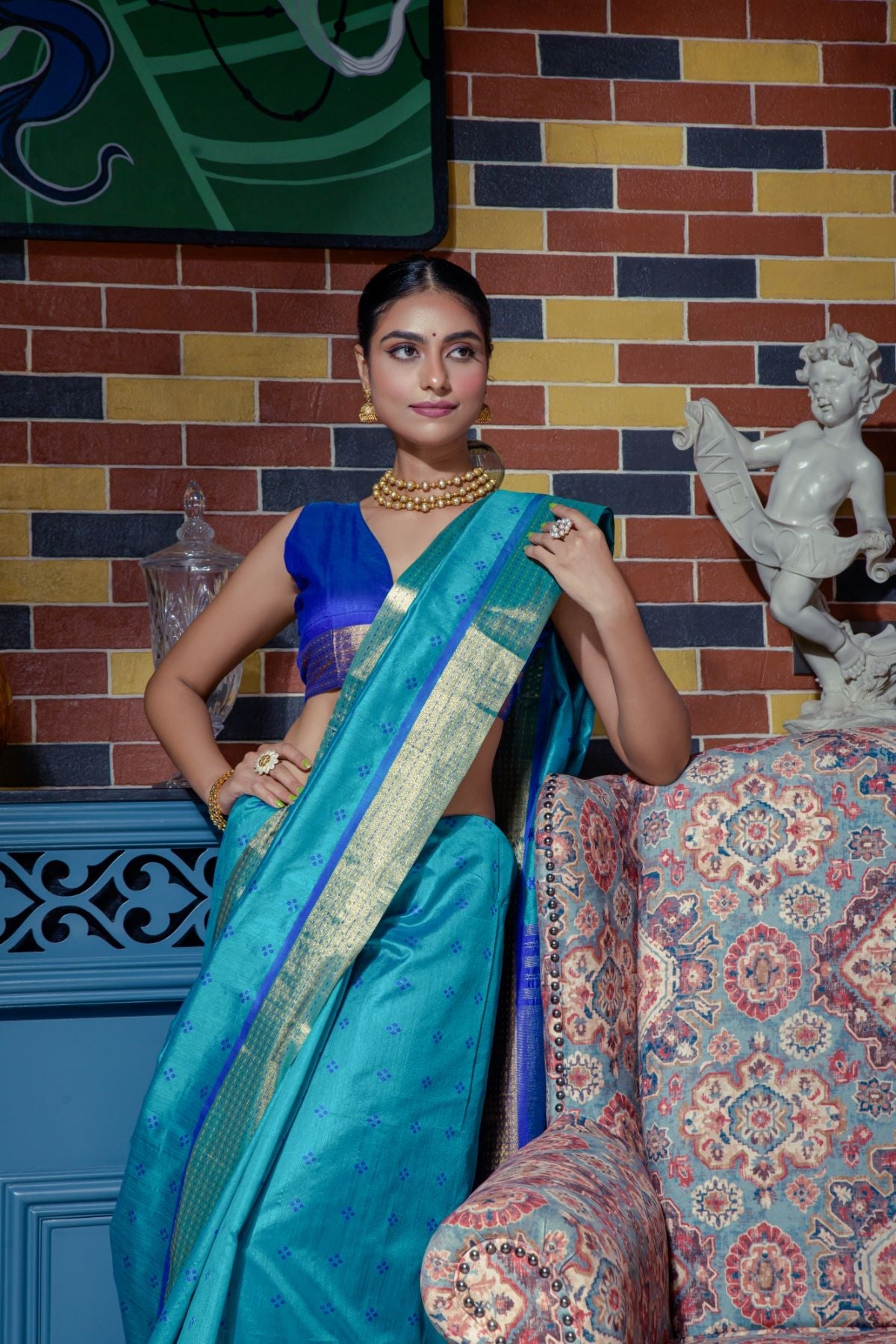 Buy MySilkLove San Marino Blue Banarasi Raw Silk Saree Online