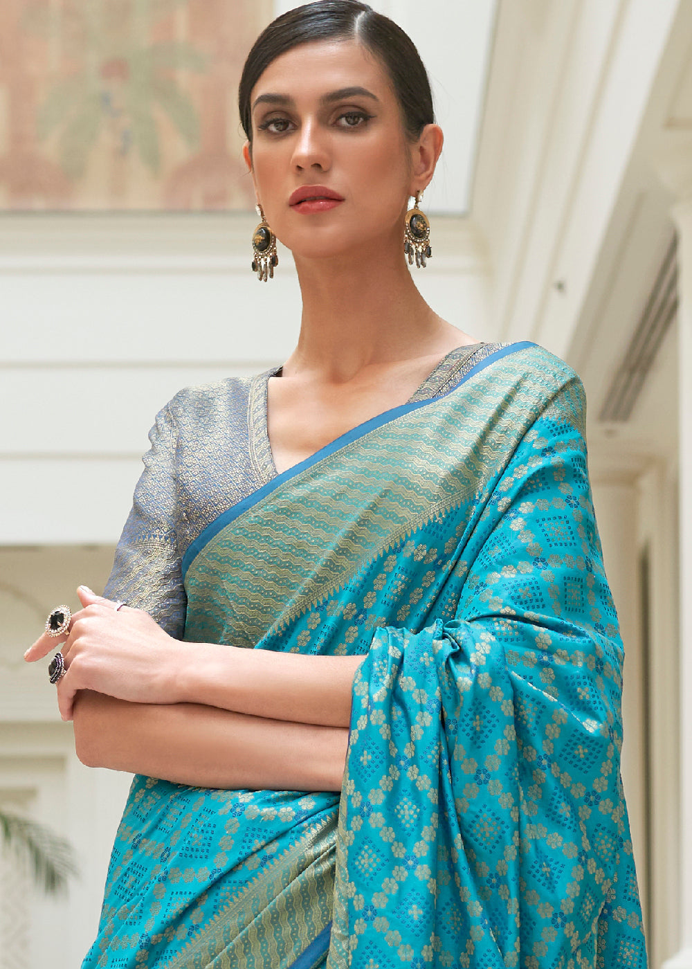 Buy MySilkLove Keppel Blue Woven Handloom Patola Saree Online