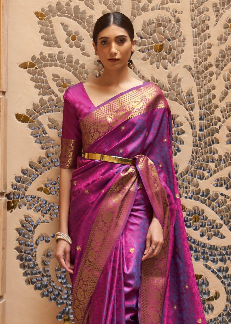 Ruby Purple Zari Woven Kanjivaram Saree