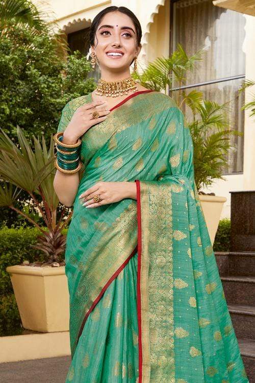 MySilkLove Deep Sea Green Zari Woven Banarasi Saree