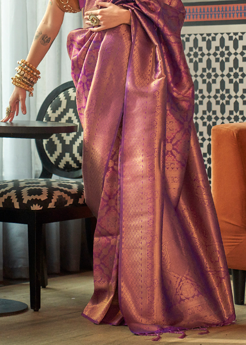 Buy MySilkLove Mystic Purple Zari Woven Banarasi Brocade Saree Online