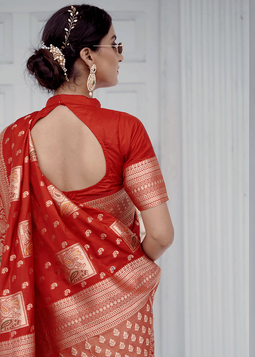 Buy MySilkLove Persian Red Banarasi Saree Online