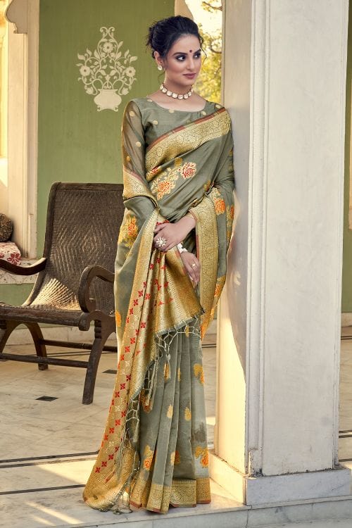 Buy MySilkLove Granite Grey Organza Saree Online