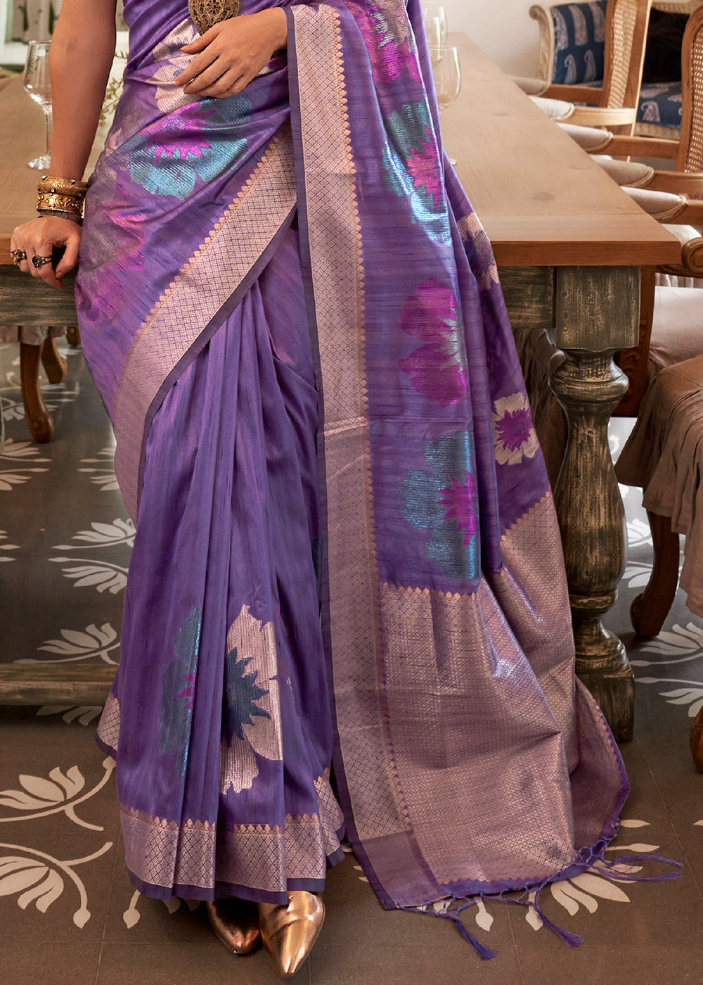 Buy MySilkLove Majesty Violet Woven Handloom Banarasi Silk Saree Online