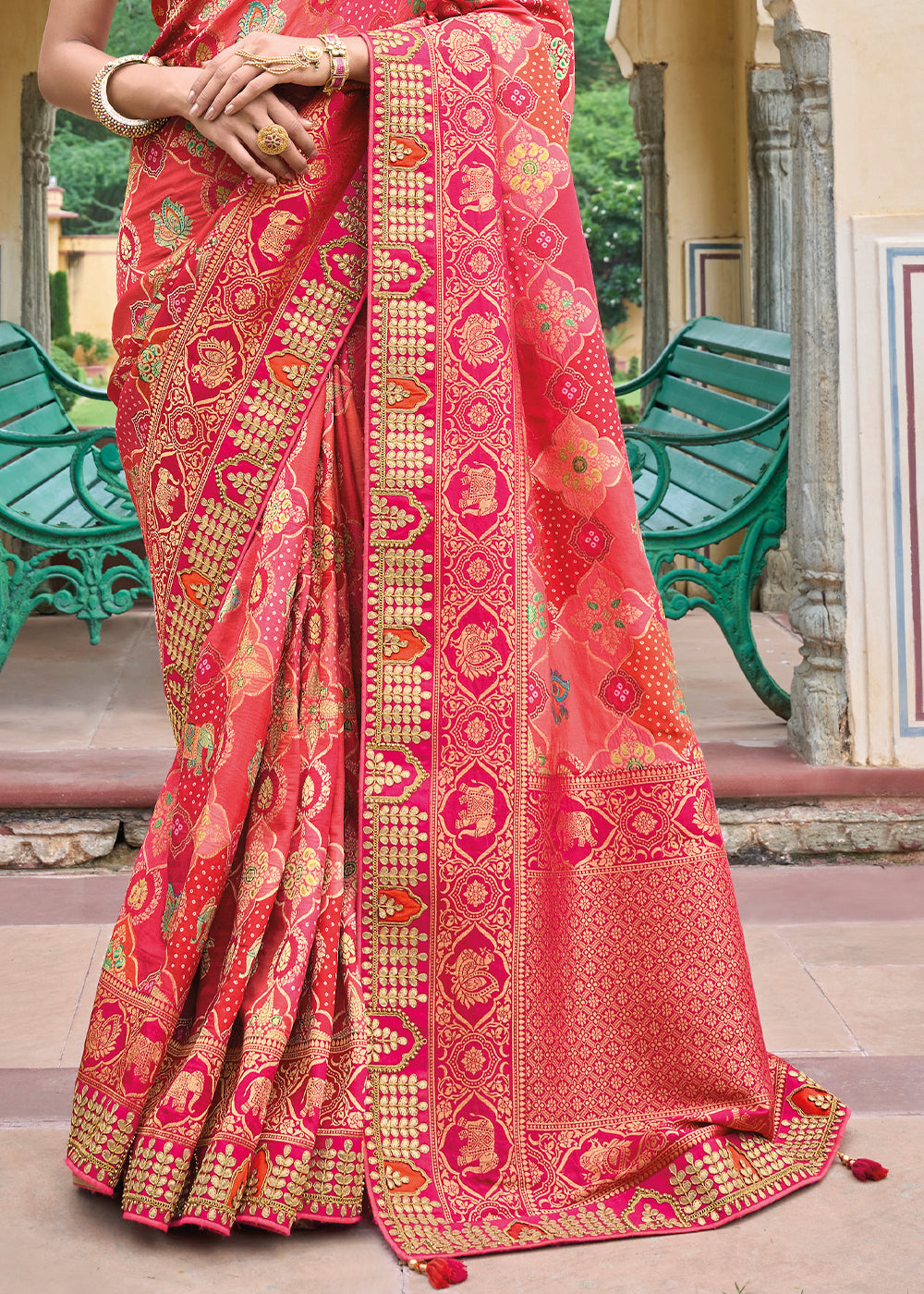 Buy MySilkLove Froly Pink Embroidered Dola Silk Saree Online