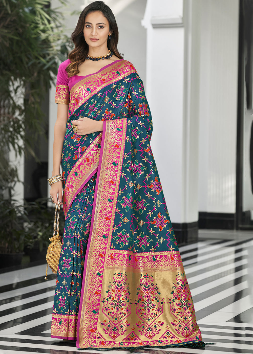 Buy MySilkLove Bismark Blue Zari Woven Banarasi Patola Saree Online