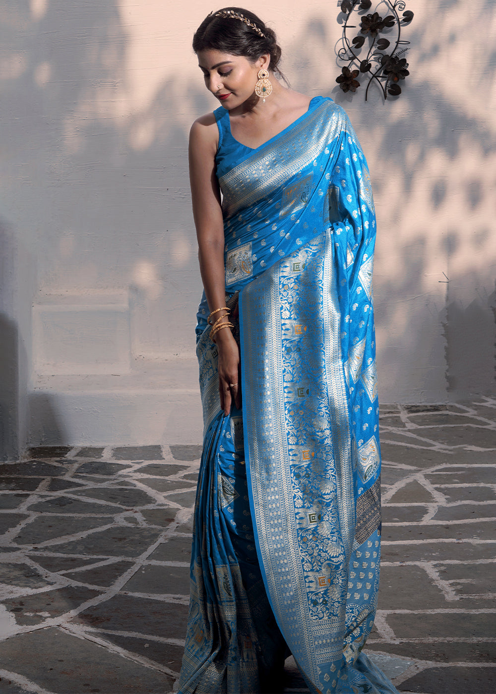 Buy MySilkLove Navy Blue Banarasi Saree Online