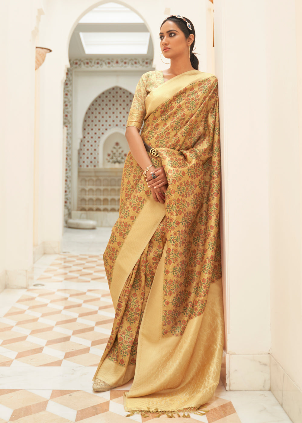 Buy MySilkLove Di Serria Yellow Digital Print Saree Online