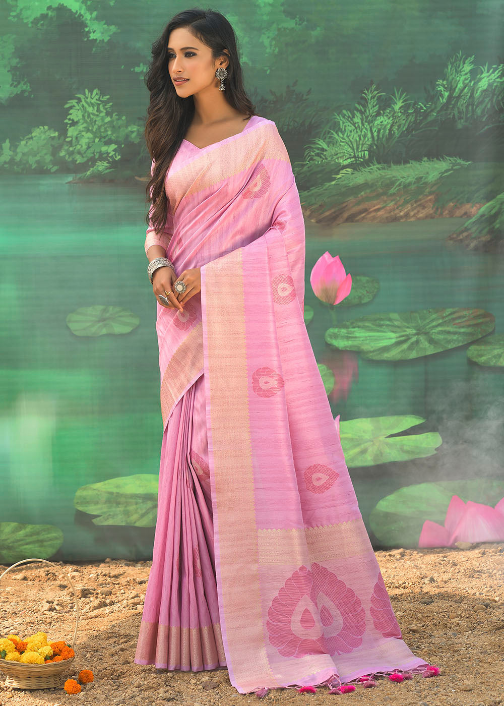 Buy MySilkLove Candy Pink Banarasi Jacquard Silk Saree Online