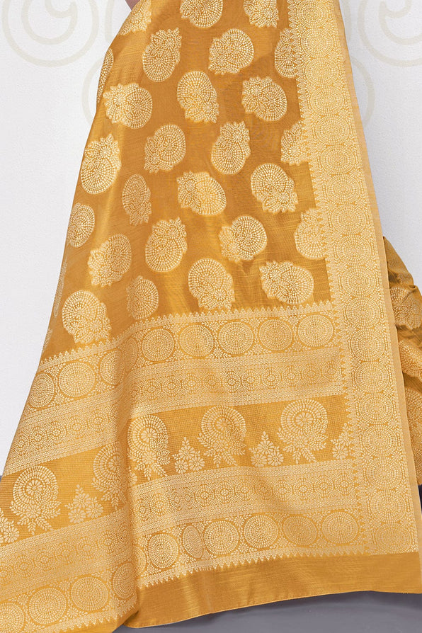 Buy MySilkLove Roy Yellow Cotton Saree Online