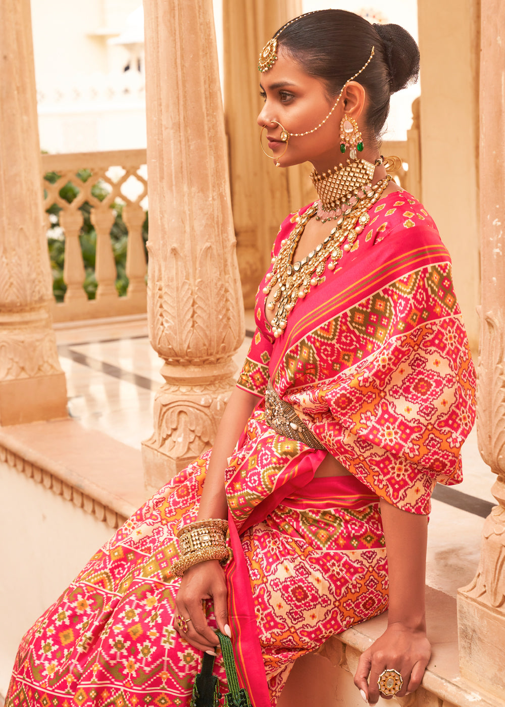 Buy MySilkLove Froly Pink Printed Patola Tussar Saree Online