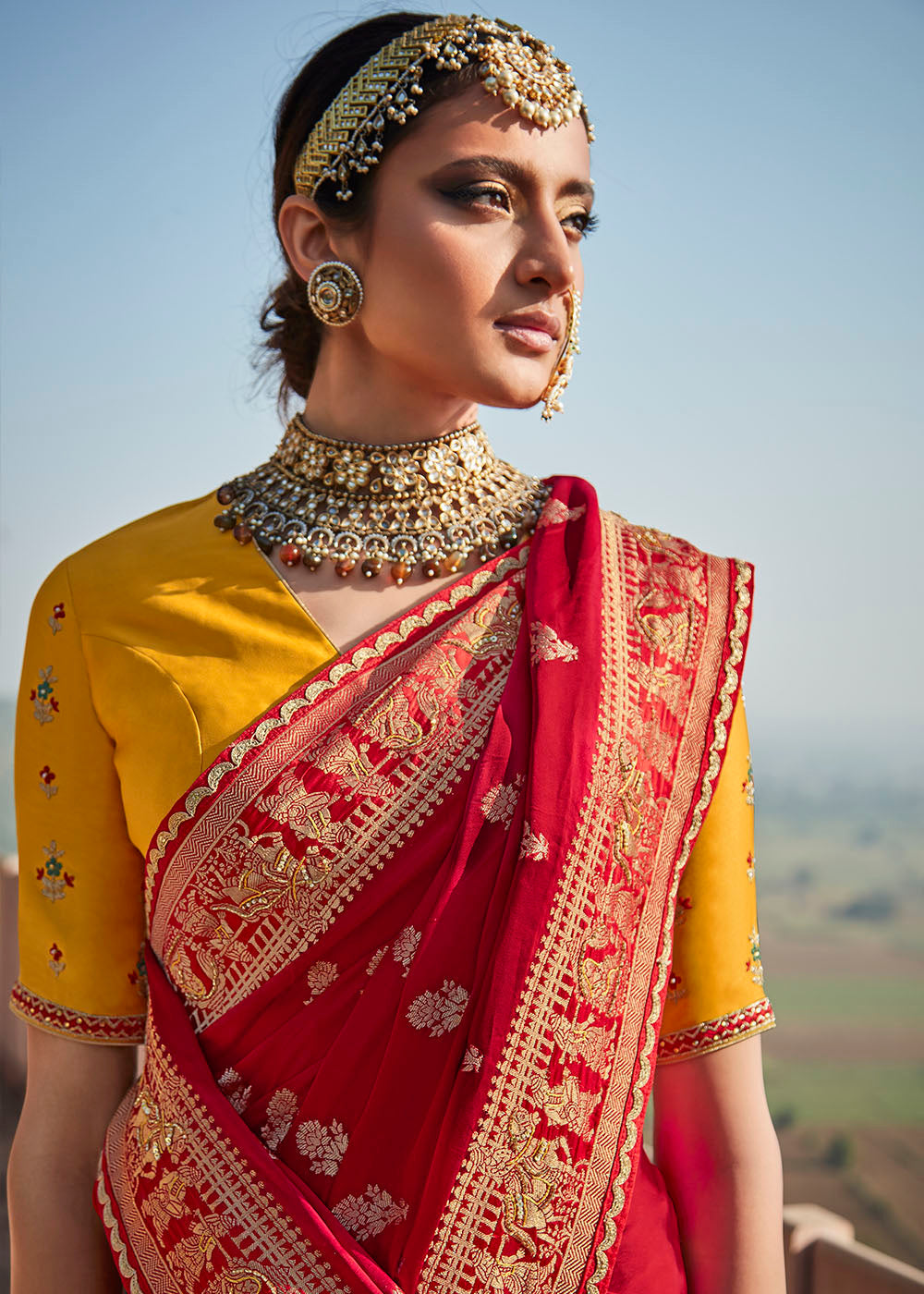 MySilkLove Cedar Red Zari Woven Banarasi Silk Saree with Embroidered Blouse