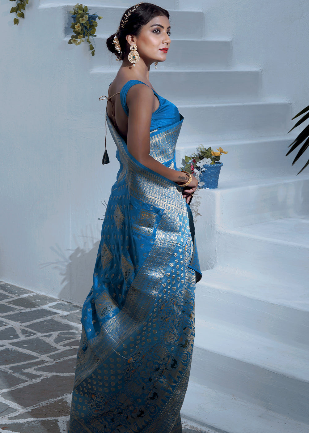 Buy MySilkLove Navy Blue Banarasi Saree Online