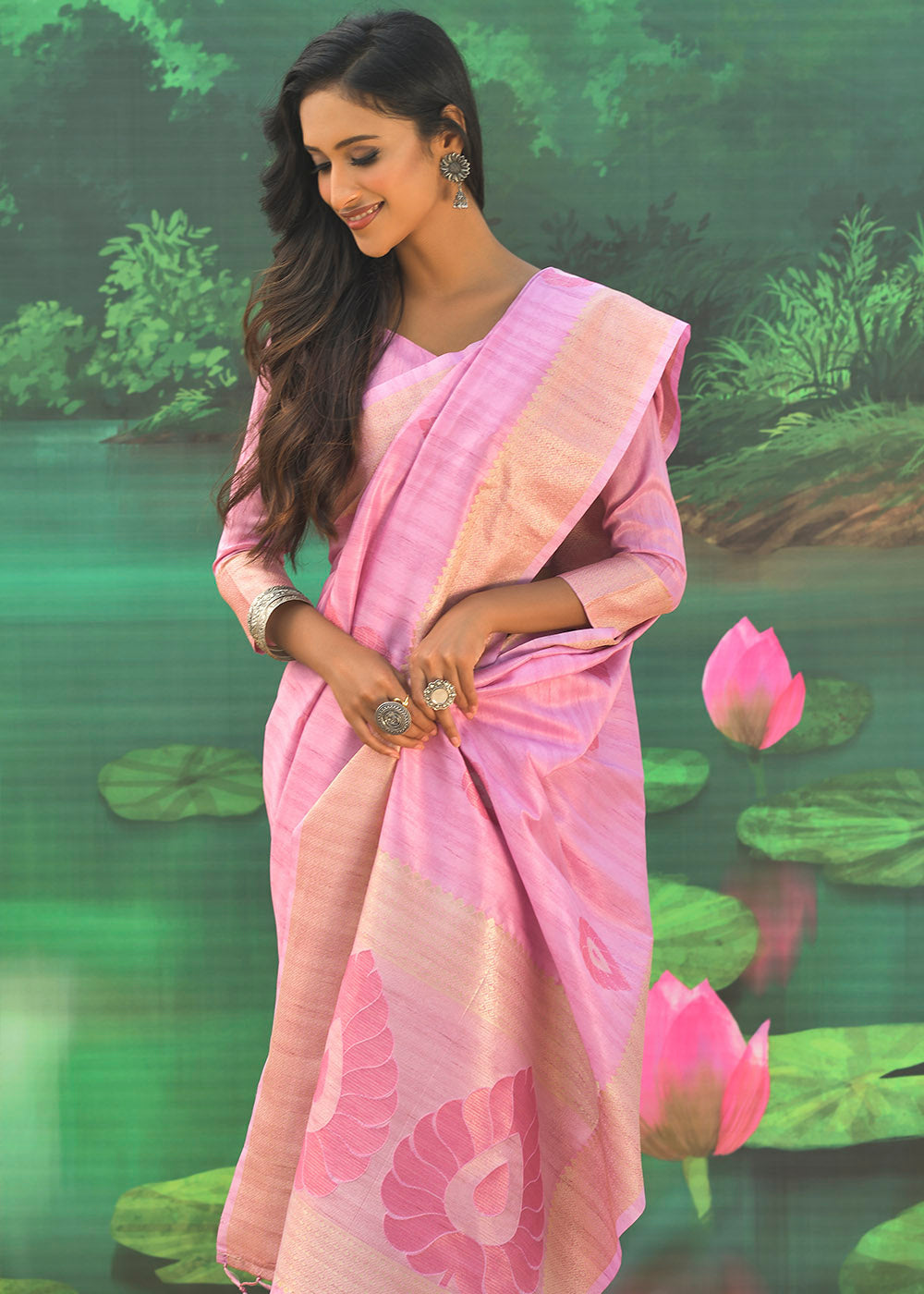 MySilkLove Candy Pink Banarasi Jacquard Silk Saree