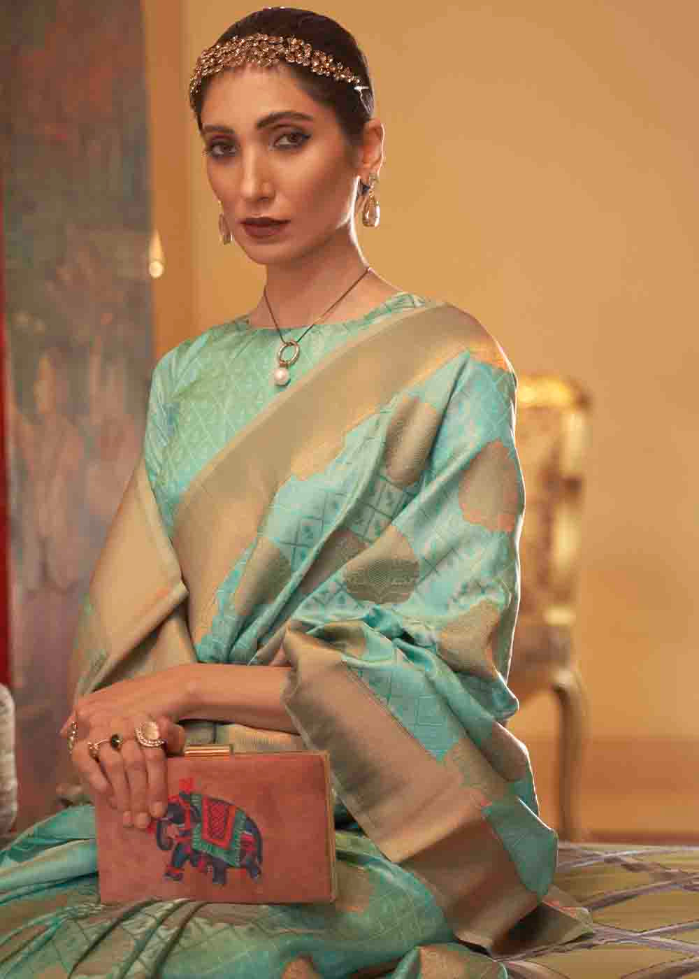 Buy MySilkLove Summer Green Banarasi Silk Handloom Saree Online