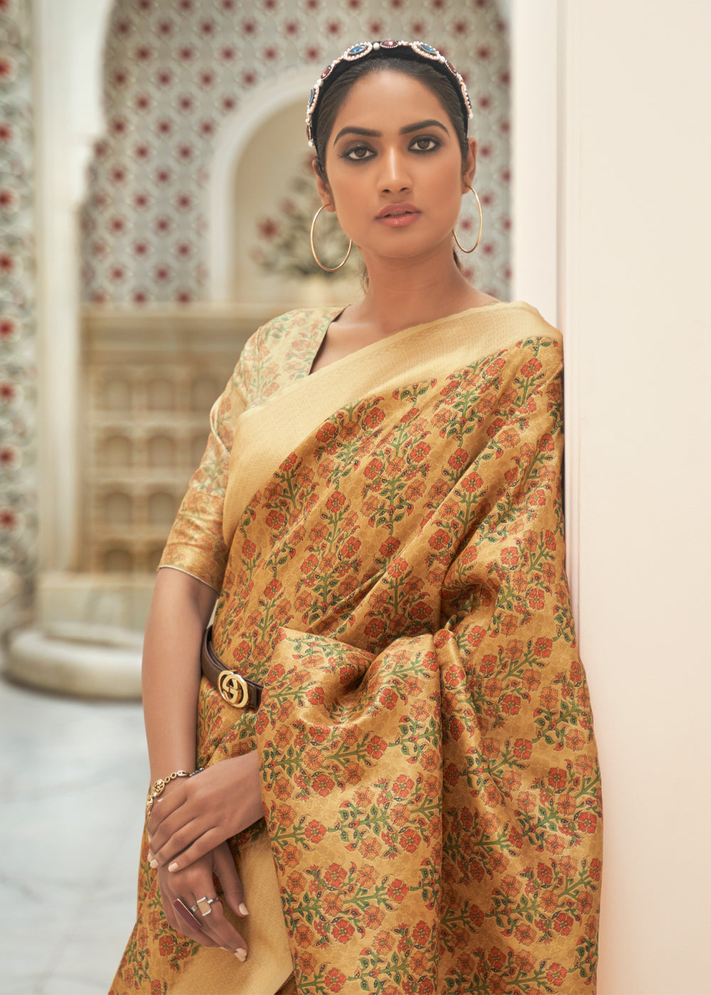 MySilkLove Di Serria Yellow Digital Print Saree