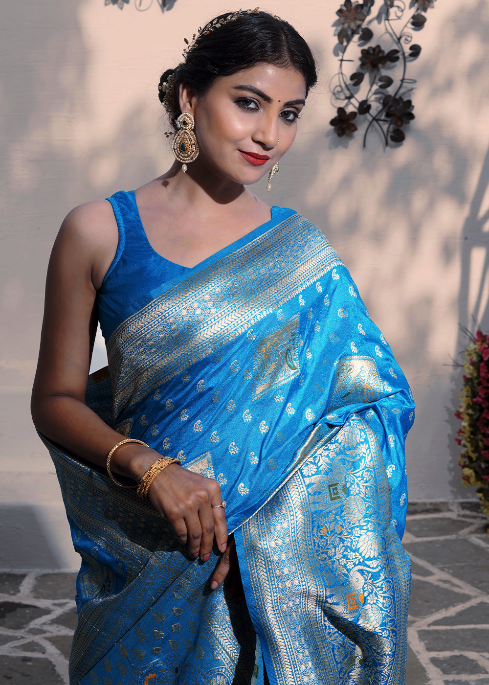 Buy MySilkLove Navy Blue Banarasi Saree Online