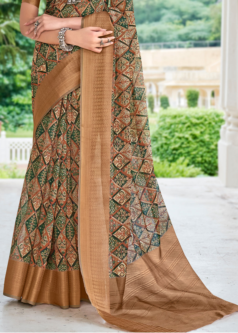 Buy MySilkLove Brown Sugar Banarasi Printed Saree Online