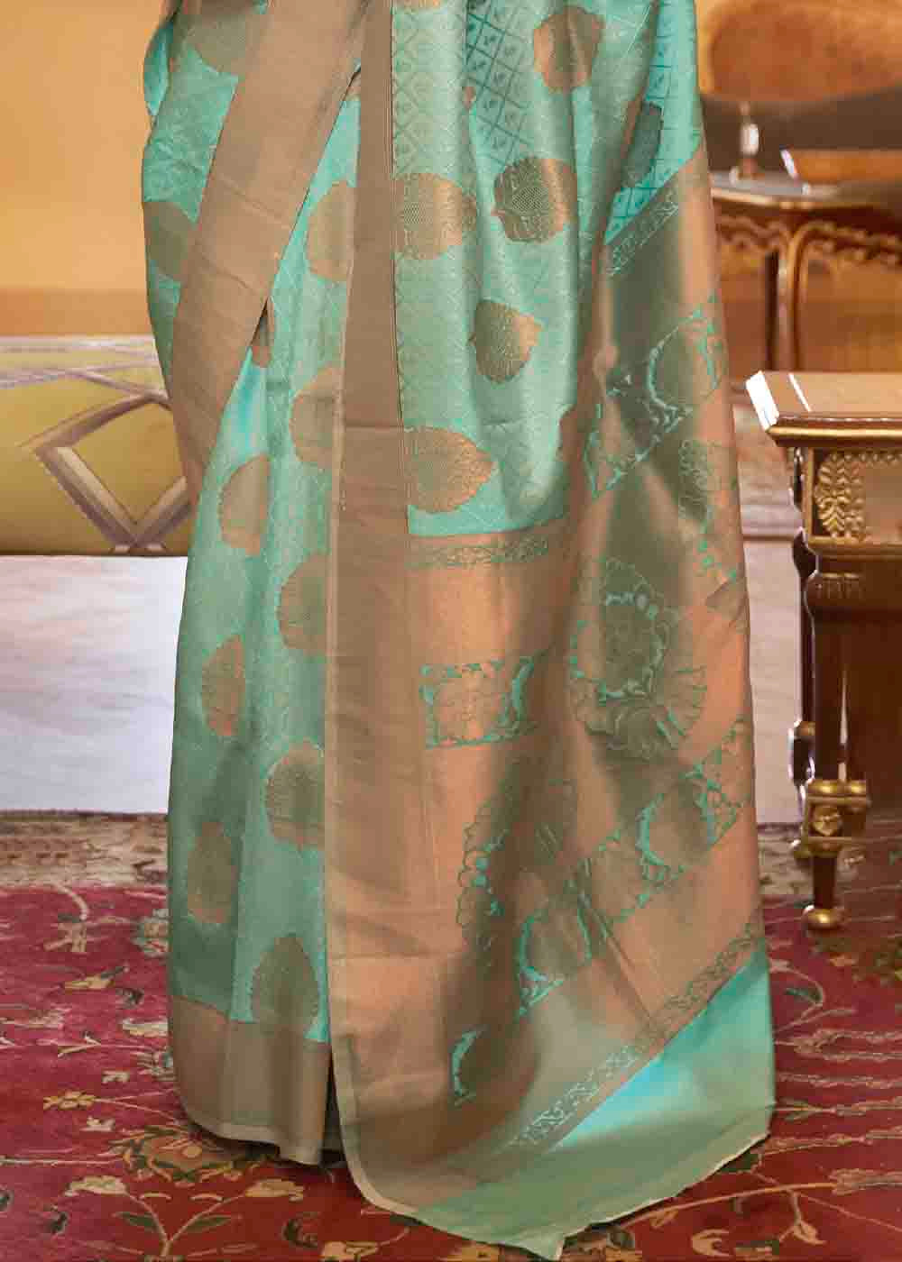 Buy MySilkLove Summer Green Banarasi Silk Handloom Saree Online