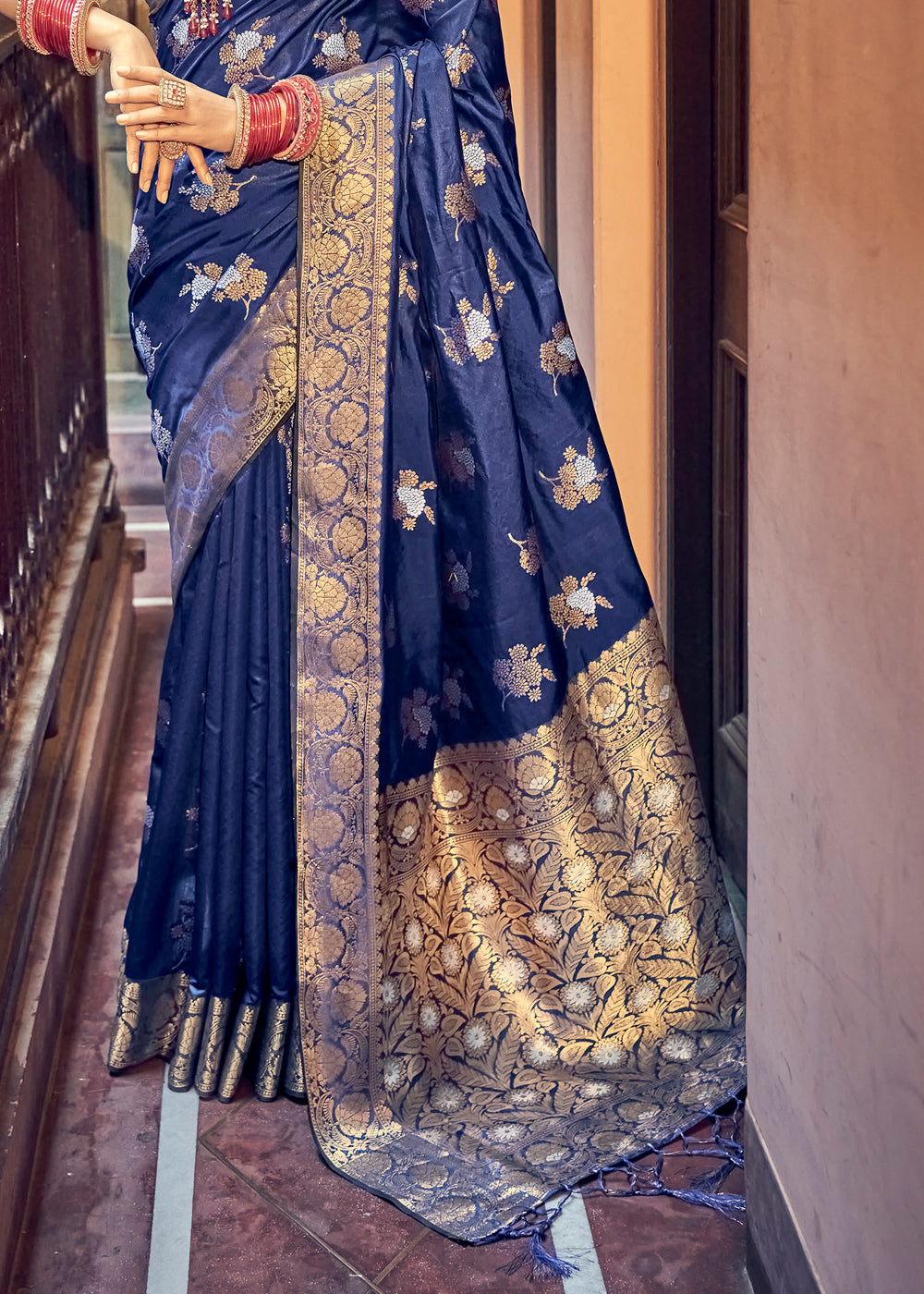 Buy MySilkLove Cloud Blue Zari Woven Banarasi Brocade Saree Online