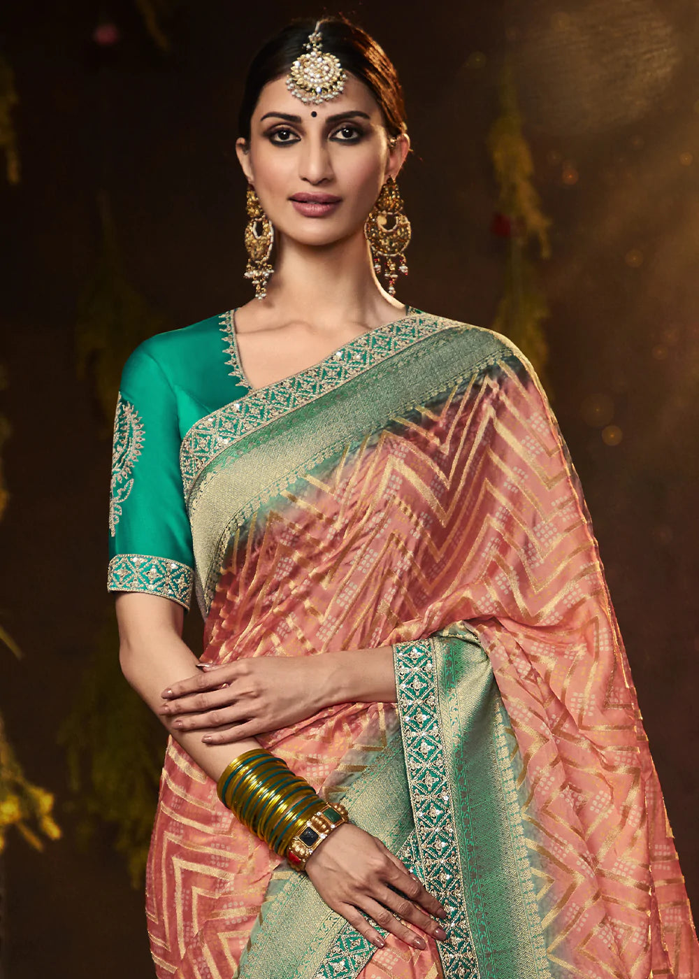 Buy MySilkLove Contessa Pink Woven Georgette Designer Saree with Embroidered Blouse Online