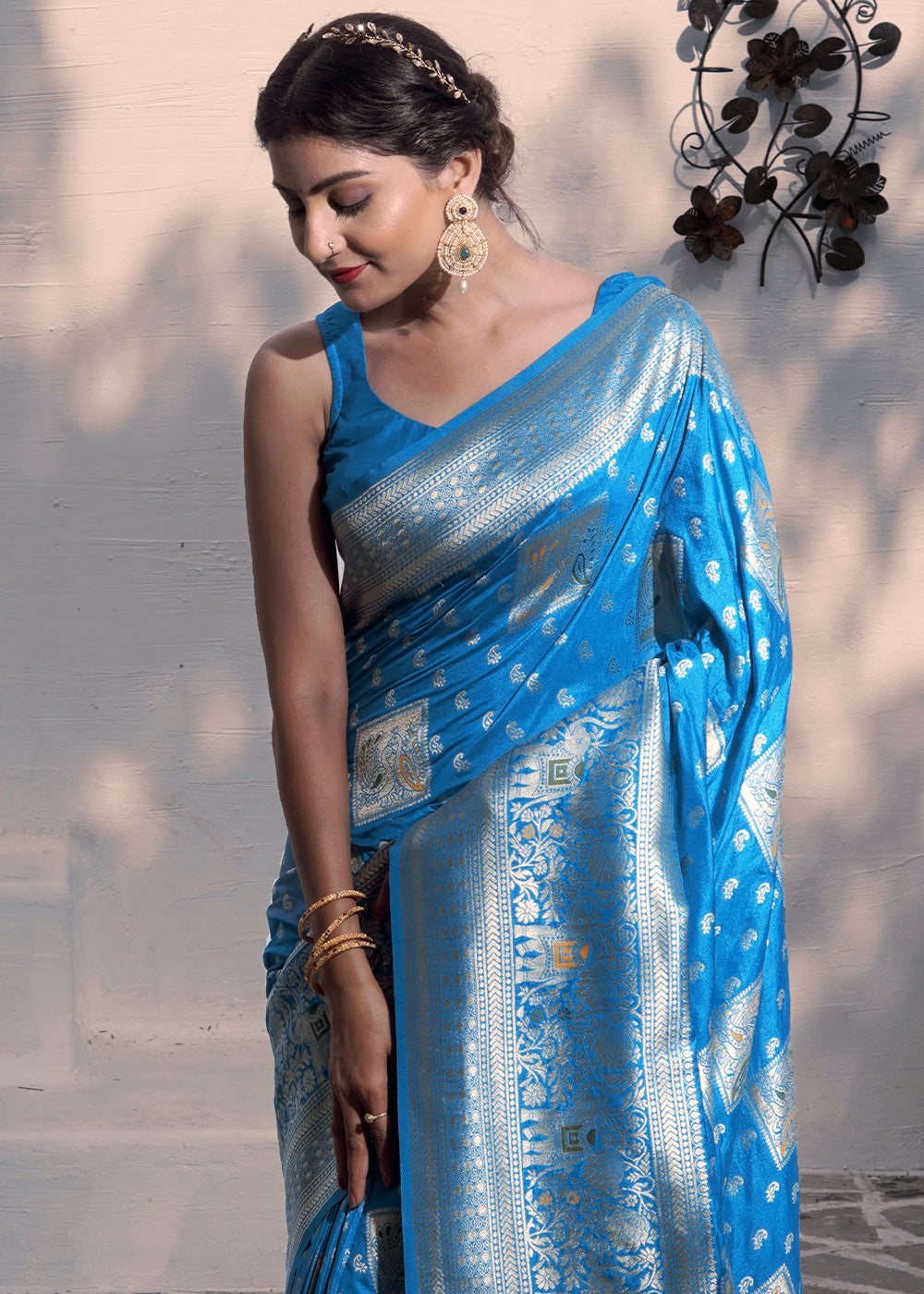 Buy MySilkLove Navy Blue Banarasi Saree Online