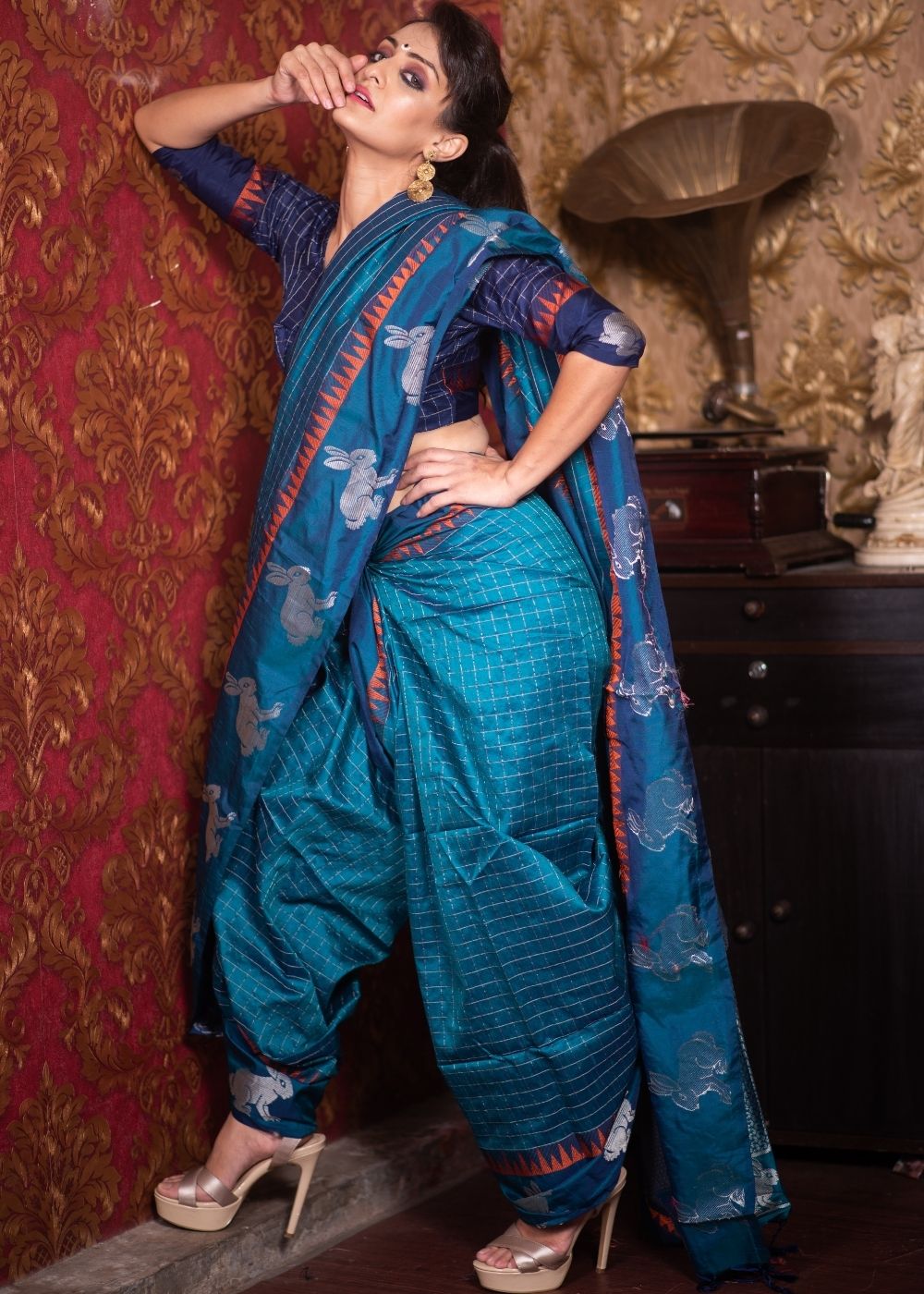 Buy MySilkLove Jelly Bean Blue Banarasi Raw Silk Saree Online