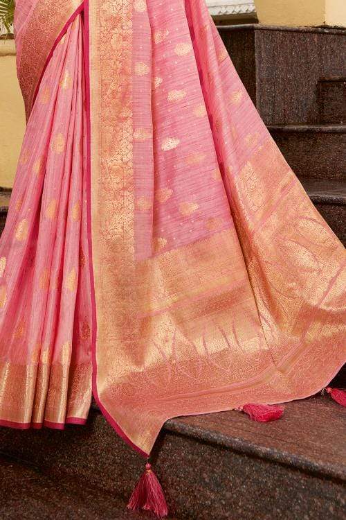 Buy MySilkLove Sea Light Pink Zari Woven Banarasi Saree Online