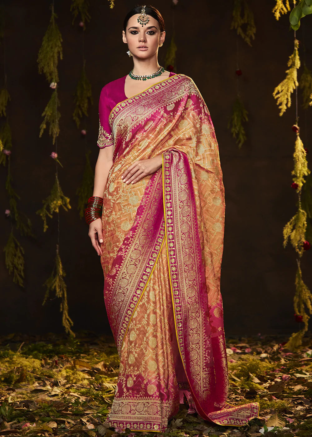 Buy MySilkLove Tumbleweed Orange Woven Georgette Designer Saree with Embroidered Blouse Online