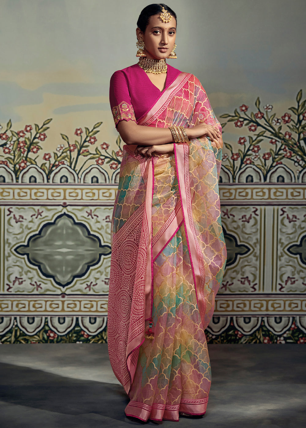 Buy MySilkLove Blush Pink Woven Soft Silk Saree with Embroidered Blouse Online