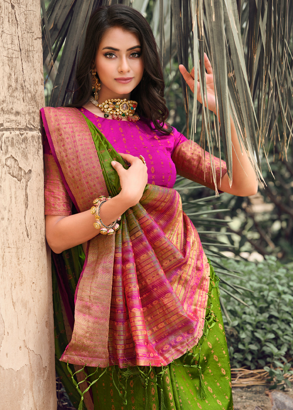 Buy MySilkLove Christi Green Woven Banarasi Raw Silk Saree Online