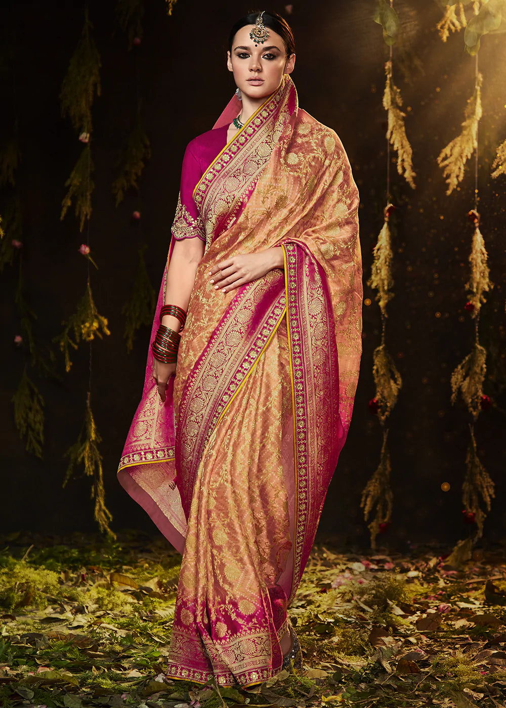 Buy MySilkLove Tumbleweed Orange Woven Georgette Designer Saree with Embroidered Blouse Online