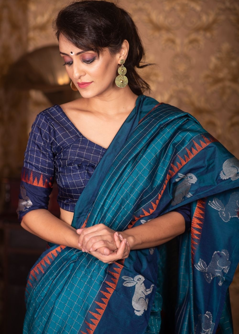 MySilkLove Jelly Bean Blue Banarasi Raw Silk Saree