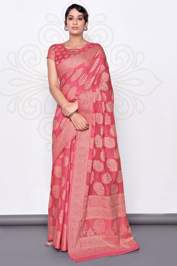 Buy MySilkLove Blush Pink Cotton Saree Online