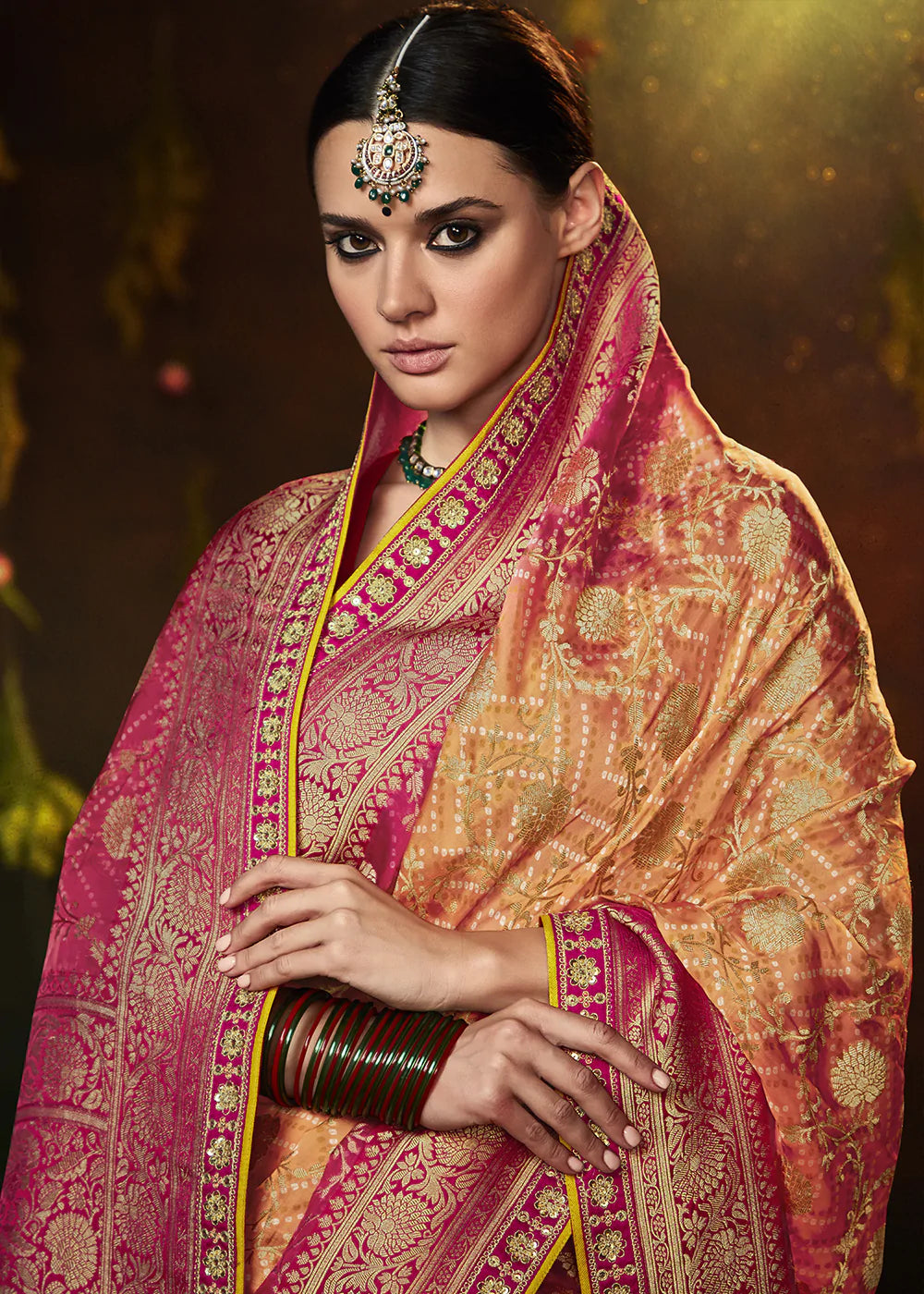 Buy MySilkLove Tumbleweed Orange Woven Georgette Designer Saree with Embroidered Blouse Online